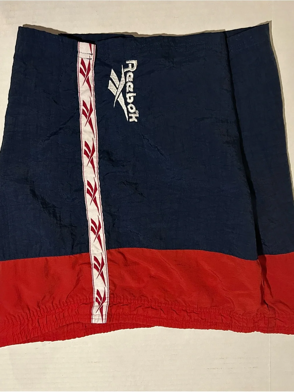Vintage 80s 90s Small Reebok Red White Blue Nylon Trunks Shorts 136 Athletic